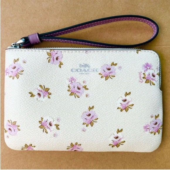 Coach Corner Zip Wristlet With Floral Print # CAL72 - Picture 1 of 6